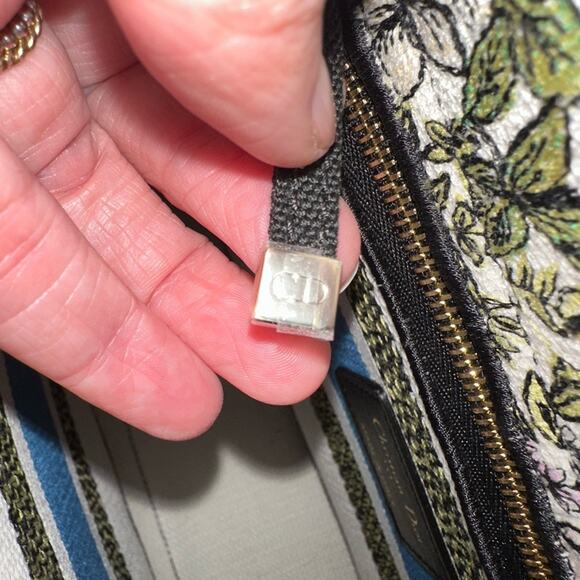 Christian Lady Dior NWT New Fabric Latte Embroidery Off-White Bag - Picture 14 of 16